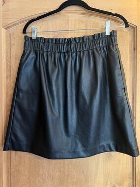 Loft Black Faux Leather Skirt Size Medium